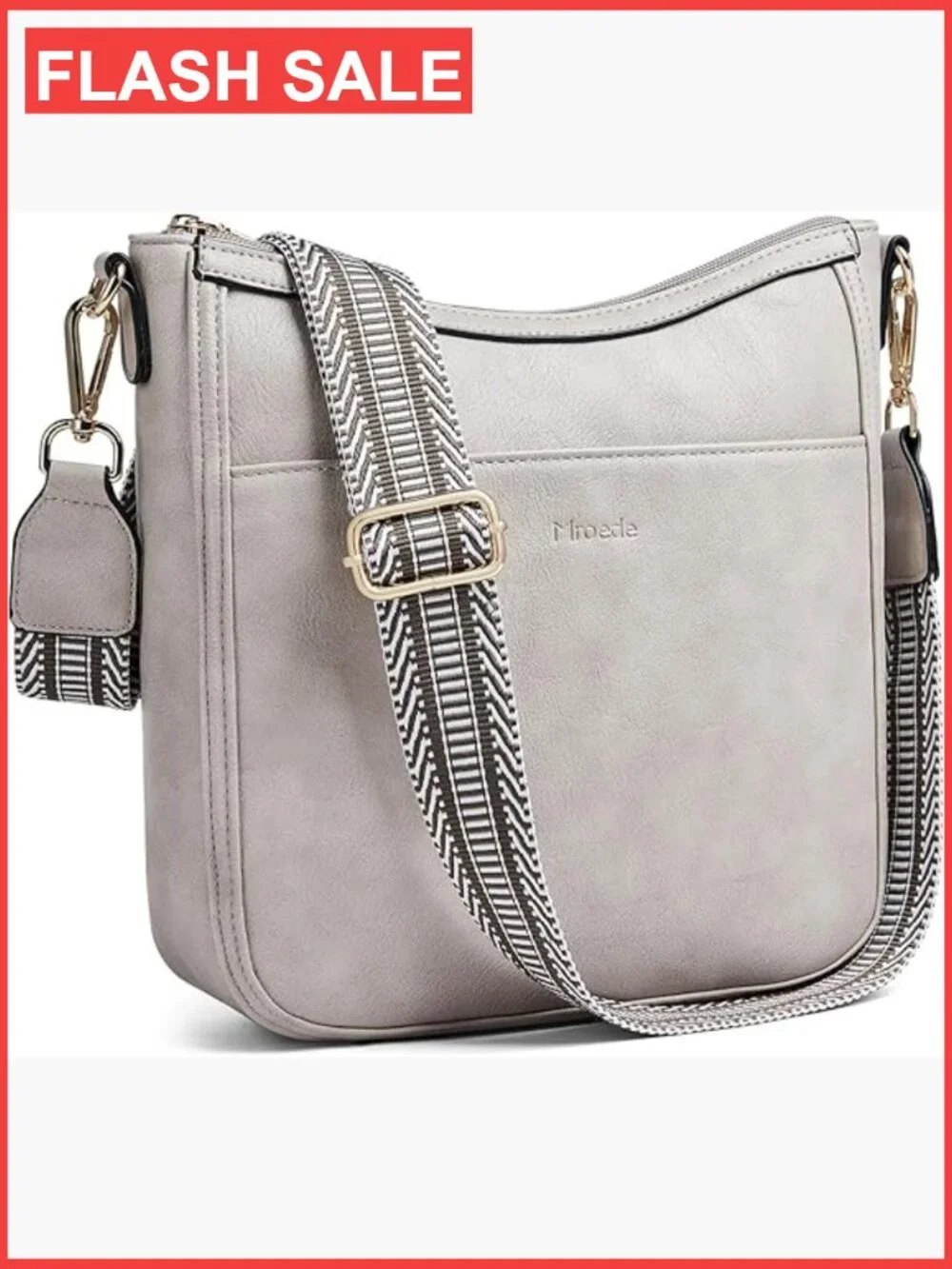 Vegan Leather Hobo Crossbody Bag with Adjustable Strap, Multi-Pockets, Zip